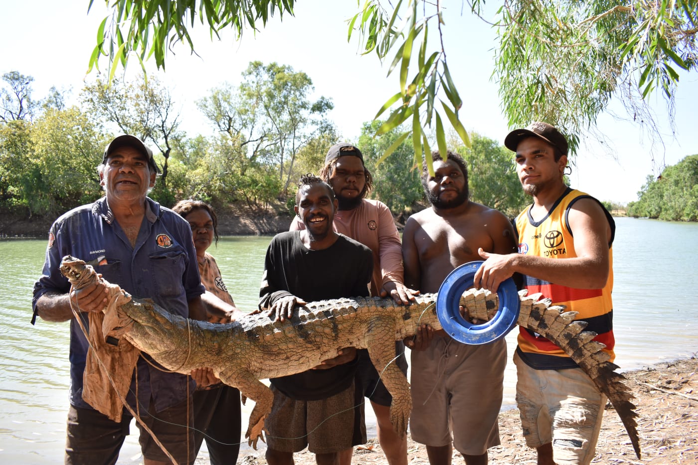 (Pictured left to right): Raymond Charles (Nyikina Mangala Rangers) and Warru Rangers Tracey Miller, Zachariah Westlake, Spyron Bush,Sherada Stanley and Ronnie Wells.