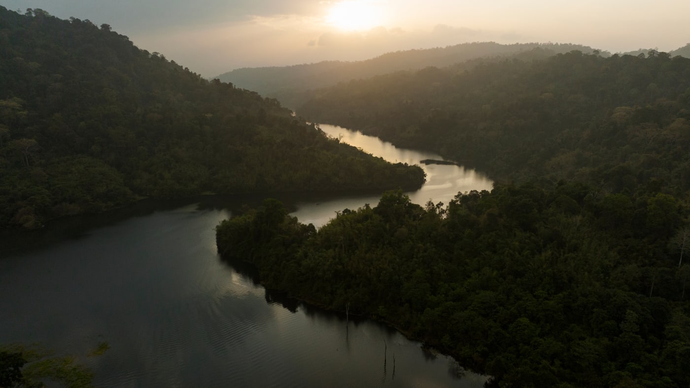 The sun sets on Royal Belum State Park, Malaysia.