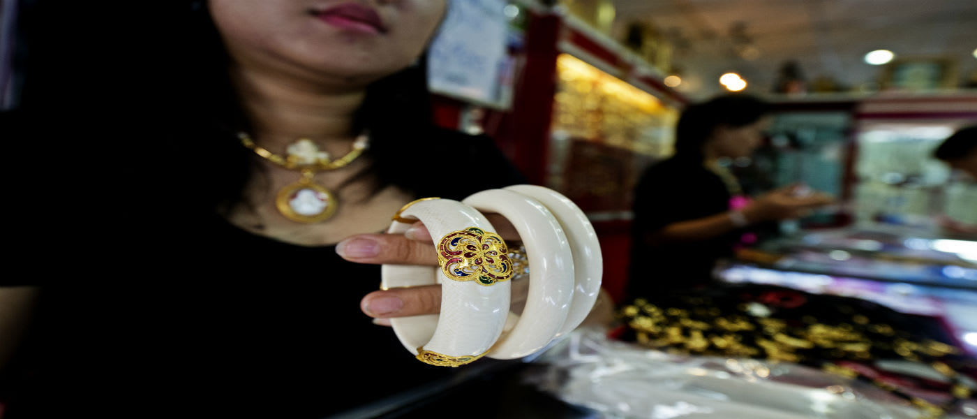 Elephant ivory products for sale, Thailand