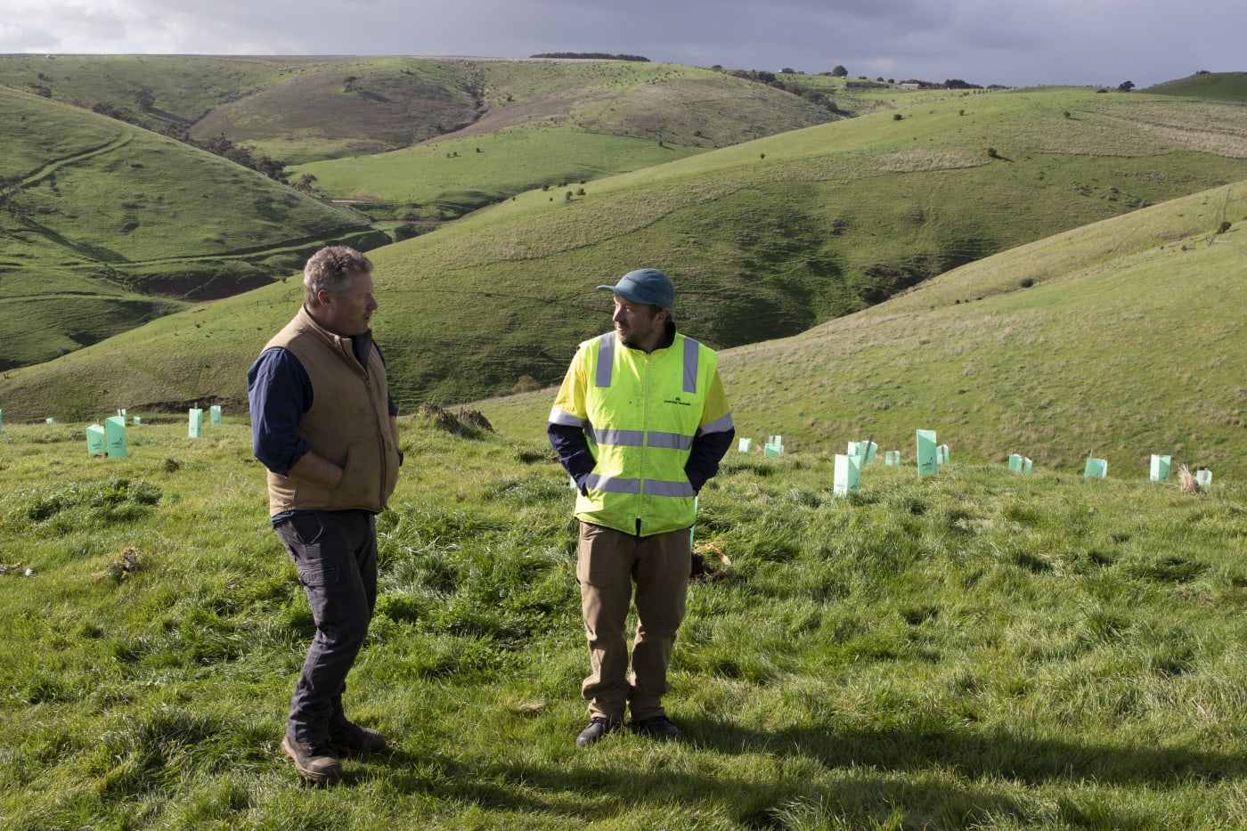 Ed Vercoe (Olive and Cattle Farmer) and Andrew Woodroffe (Senior Program Officer, Greening Australia).

WWF-Australia and Greening Australia, with the help of RAW Group are planting Glossy Black Cockatoo habitat trees - Sheoaks, on a farmer's property (Ed Vercoe) down at Carrickalinga, South Australia.