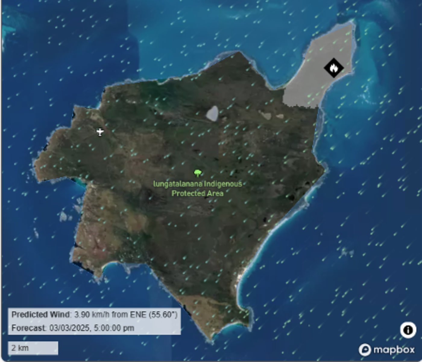 The fire hit the northeast corner of Lungtalanana.