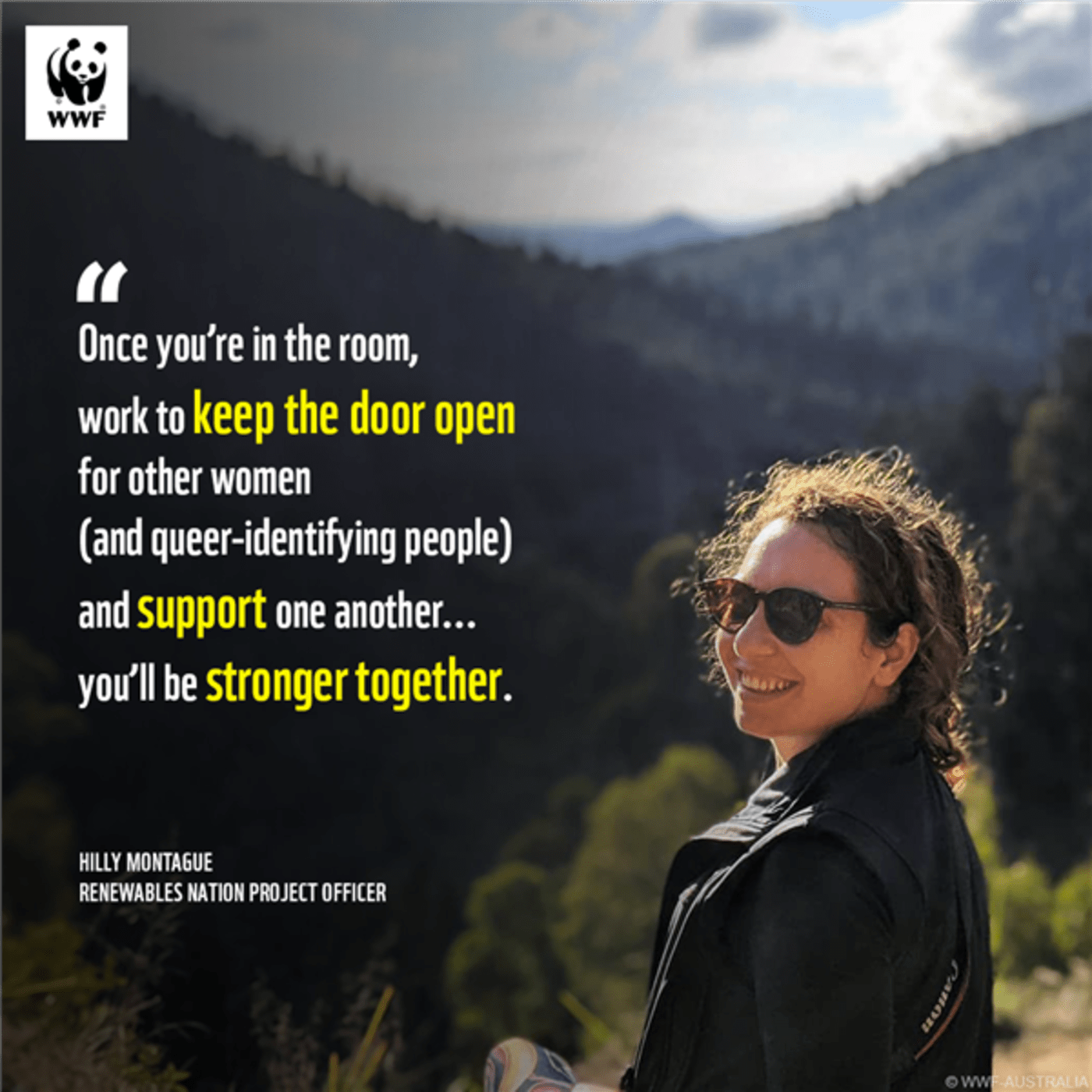 Hillary Montague is a climate justice advocate who works for WWF-Australia on the Renewables Nation campaign