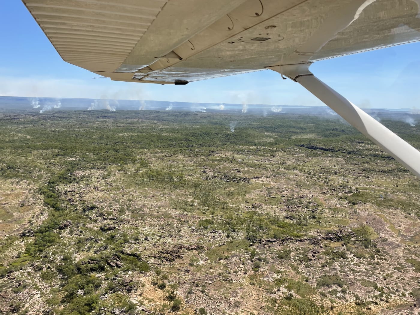 An incendiary burn line on Wunambal Gaambera Country viewed from the air