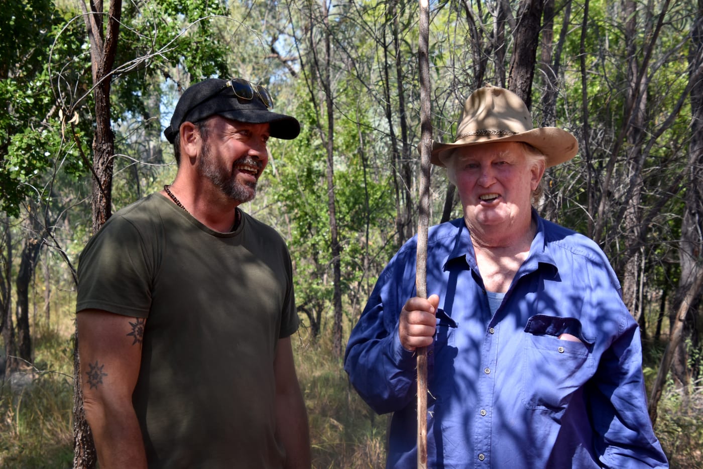Firesticks Alliance co-founder and cultural burning expert Victor Steffensen with grazier Greg Jonsson from Jervoise Station
