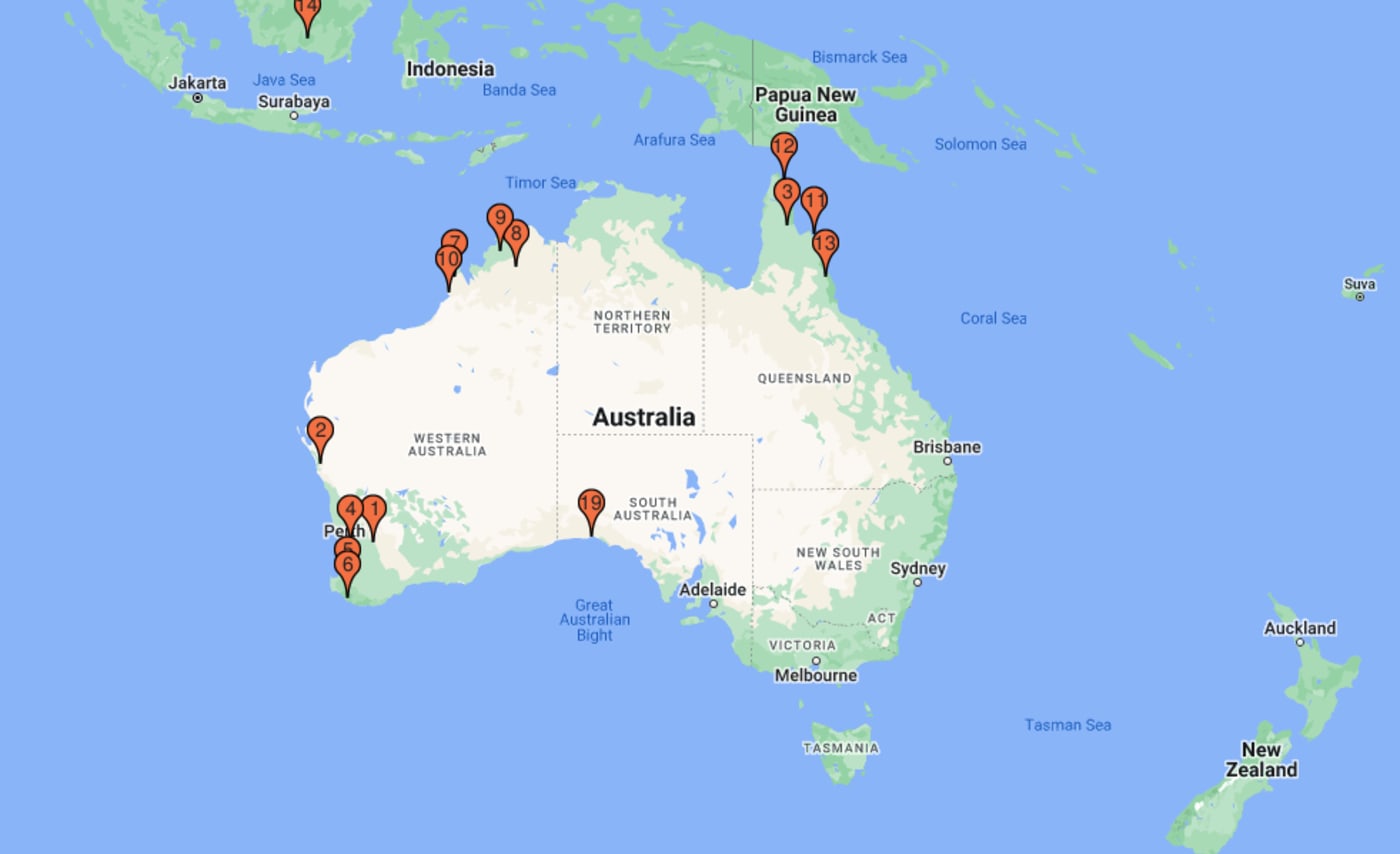 Map of Australia and the Asia-Pacific region where WWF works to save endangered wildlife.