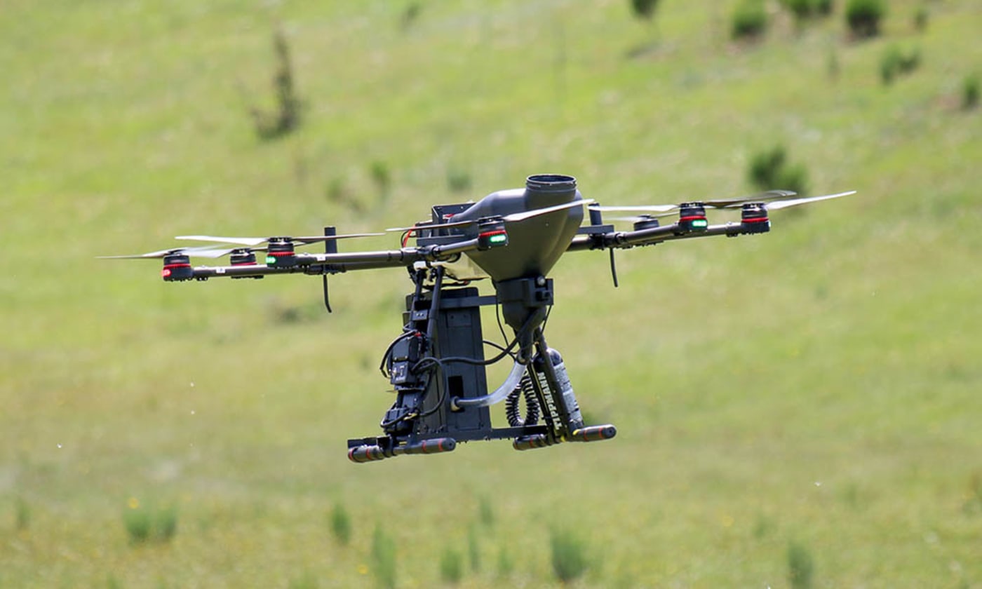 An AirSeed Technologies drone that can plant up to 40 000 seeds a day