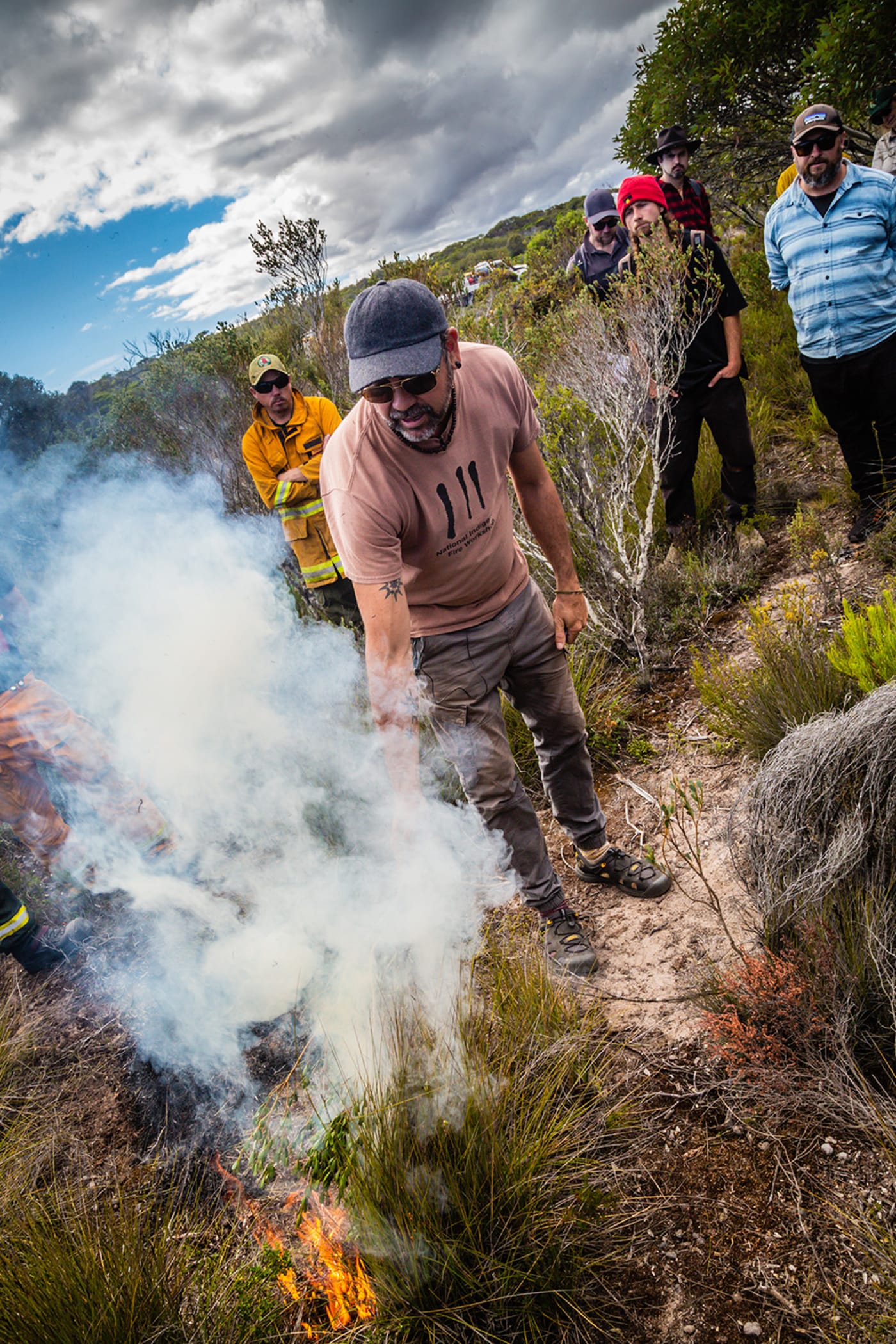 Tagalaka man and Firesticks Alliance Indigenous Corporation’s Lead Fire Practitioner Victor Steffensen sharing his cultural burning knowledge.