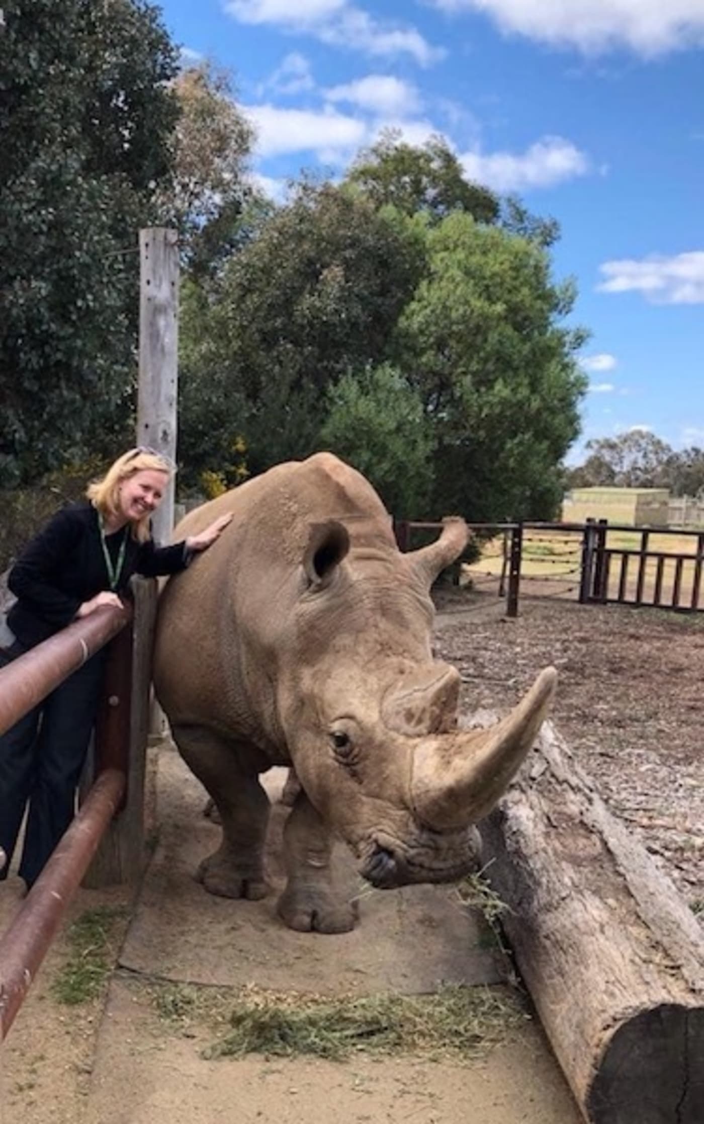 WWF-Australia Chief Conservation Officer Rachel Lowry attending a rhino check at Werribee Zoo