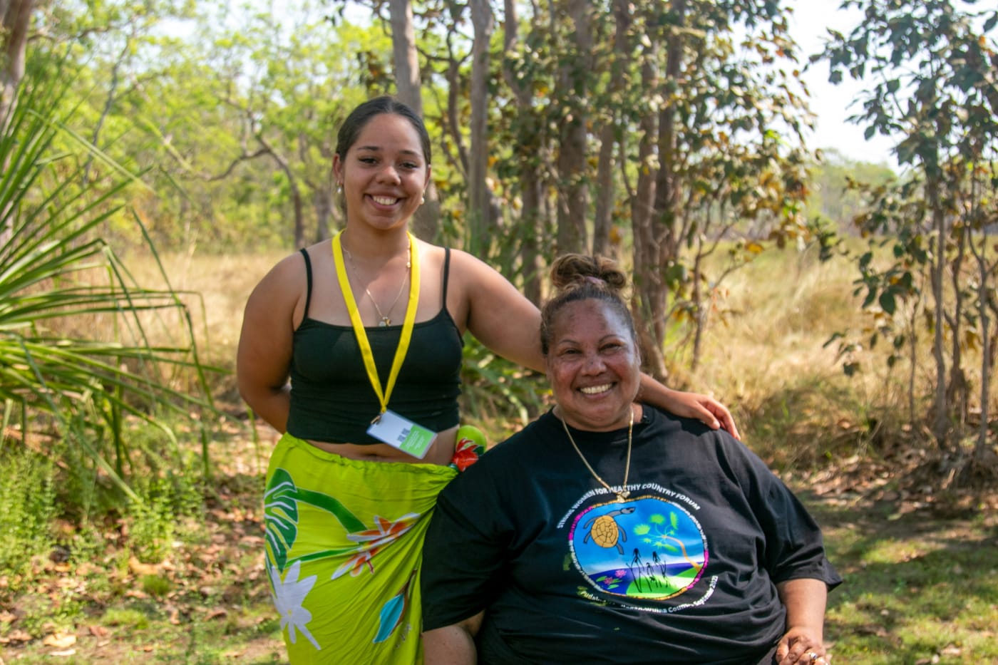 Arrernte woman from Mparntwe (Alice Springs) and Central Land Council member Jody Kopp and her daughter, NT Youth Round Table member and young Arrernte leader Armani Francois at the 2023