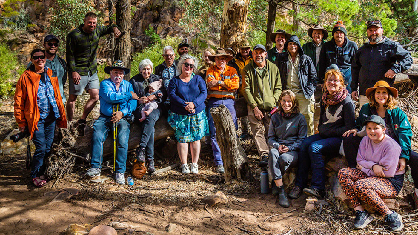 Attendees of the fifth cultural burn, which was held at Wapma Thura–Southern Flinders Ranges National Park.