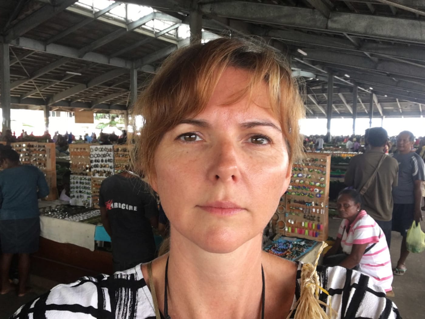 WWF-Australia’s marine scientist, Christine Hof at Honiara Central Market, March 2017