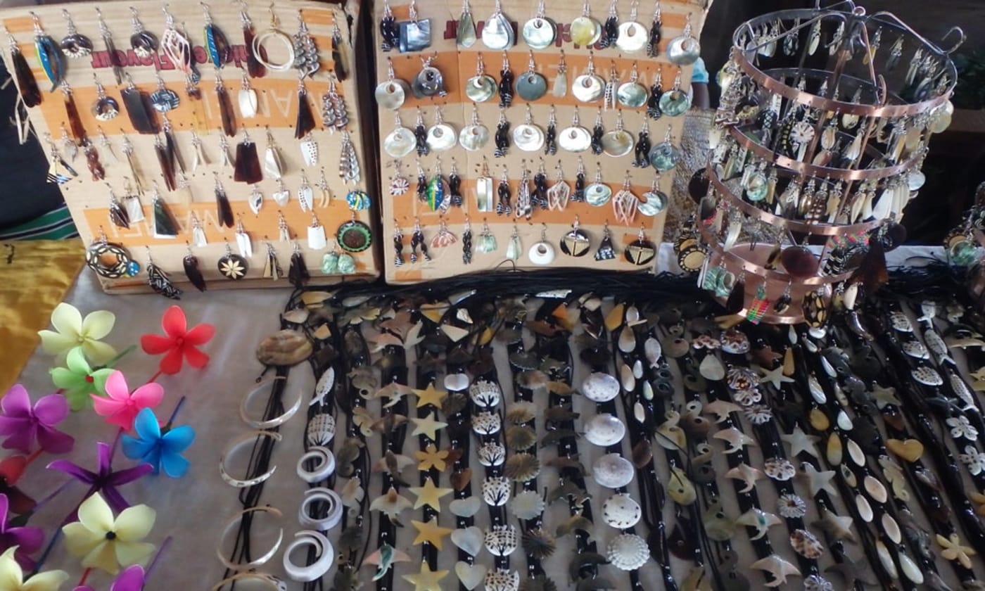 An assortment of hawksbill tortoiseshell jewellery for sale at Honiara Central Market, March 2017