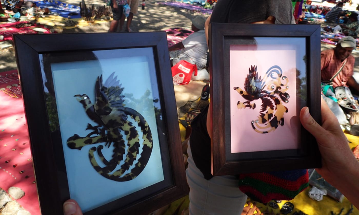 Souvenirs made out of hawksbill tortoiseshell for sale in Papua New Guinea, June 2016