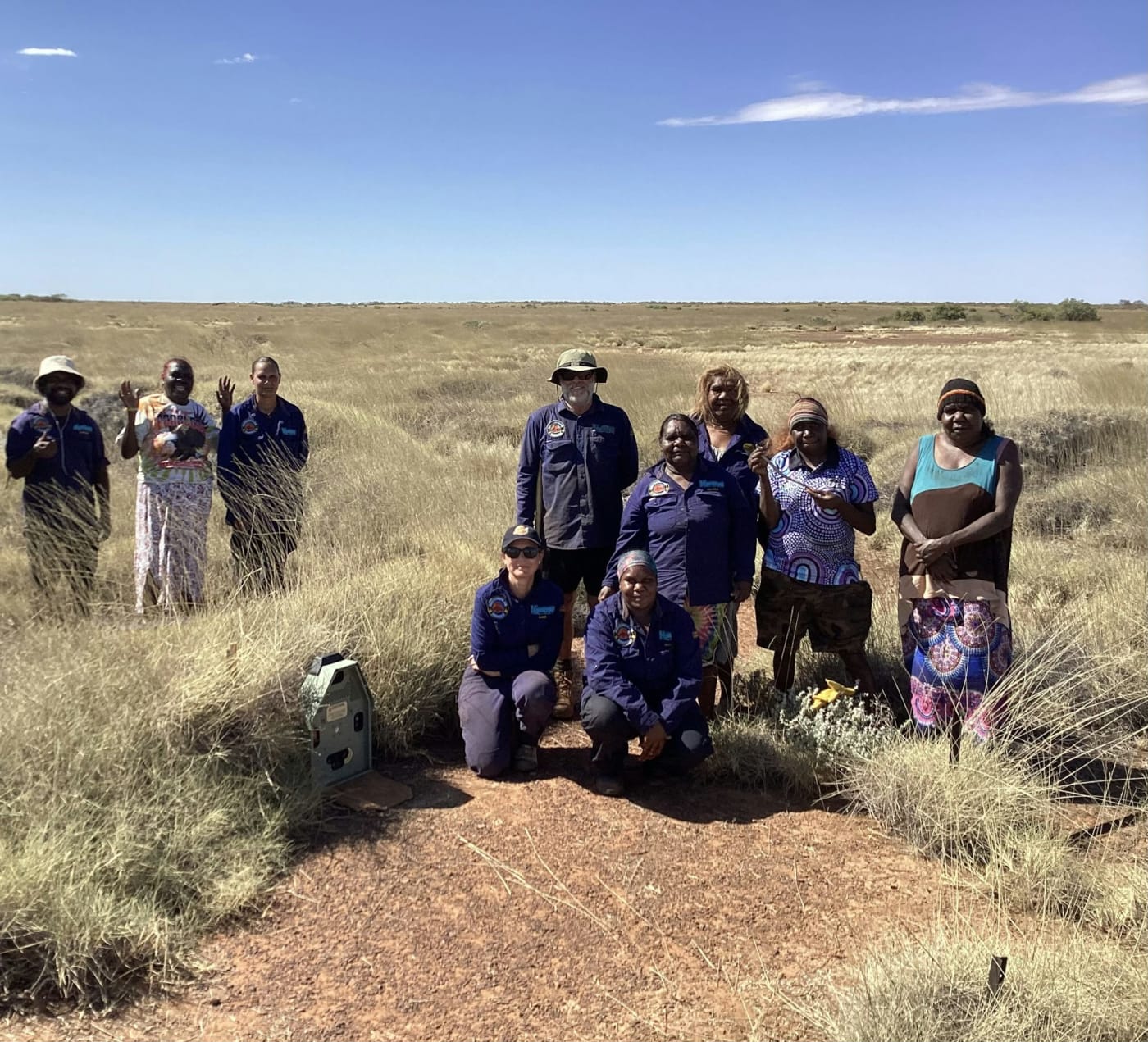 Ngururrpa Rangers using ‘Felixer’ devices to selectively control cats in night parrot habitat.