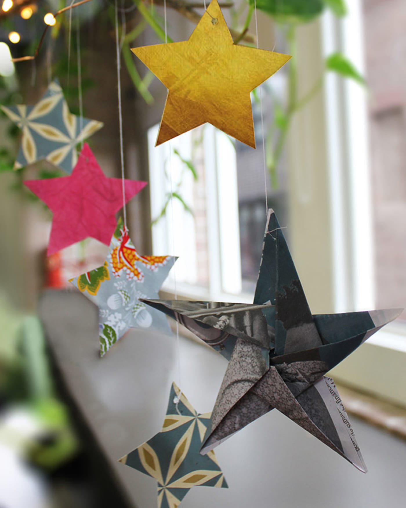 Hanging origami stars
