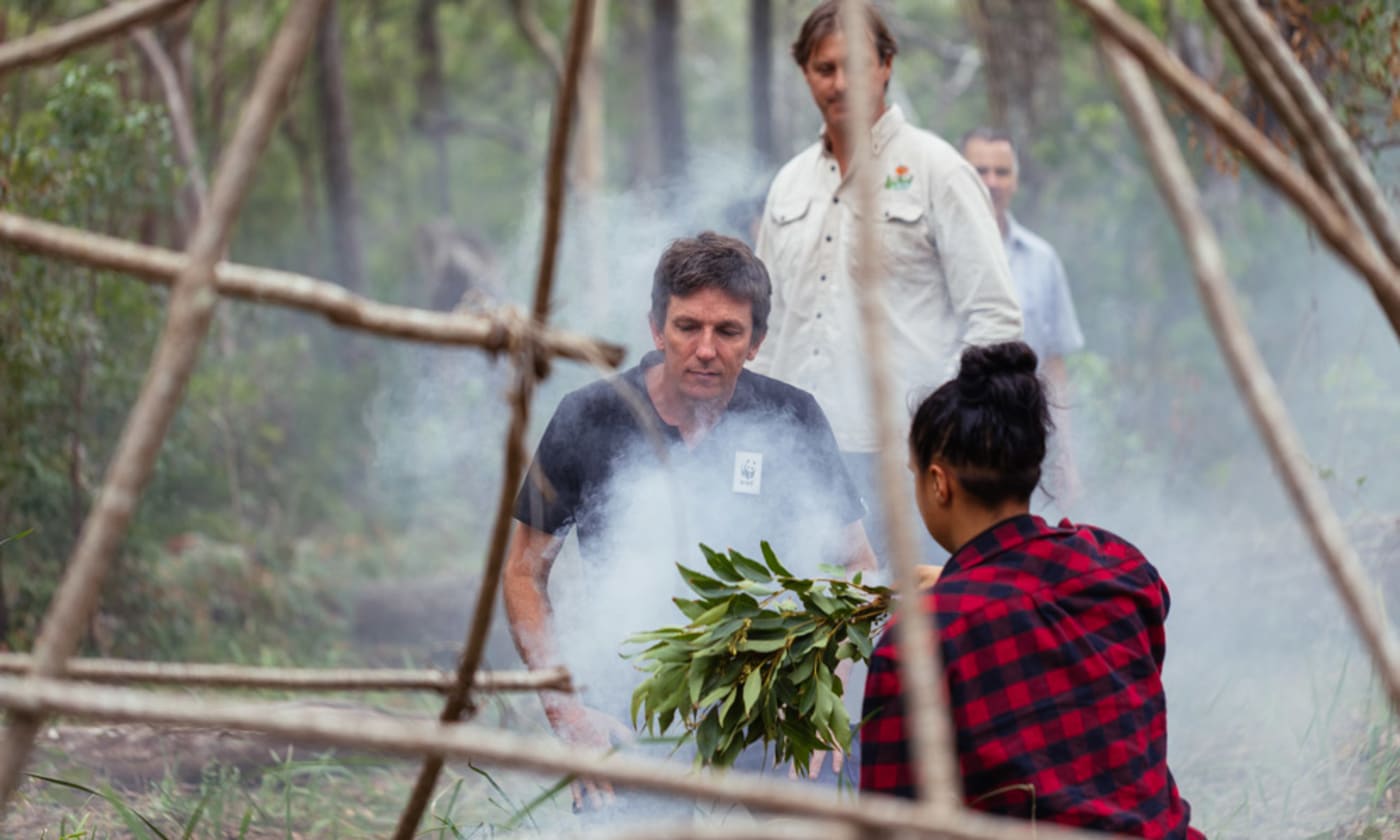 Dr Stuart Blanch, WWF-Australia, participating in a smoking ceremony