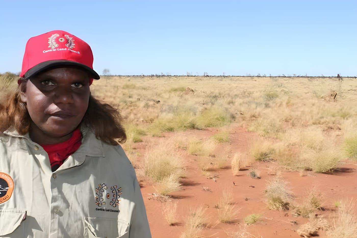 Pictured: Warlpiri woman Christine Michaels, an Indigenous ranger working in the Southern Tanami Indigenous Protected Area in Central Australia.