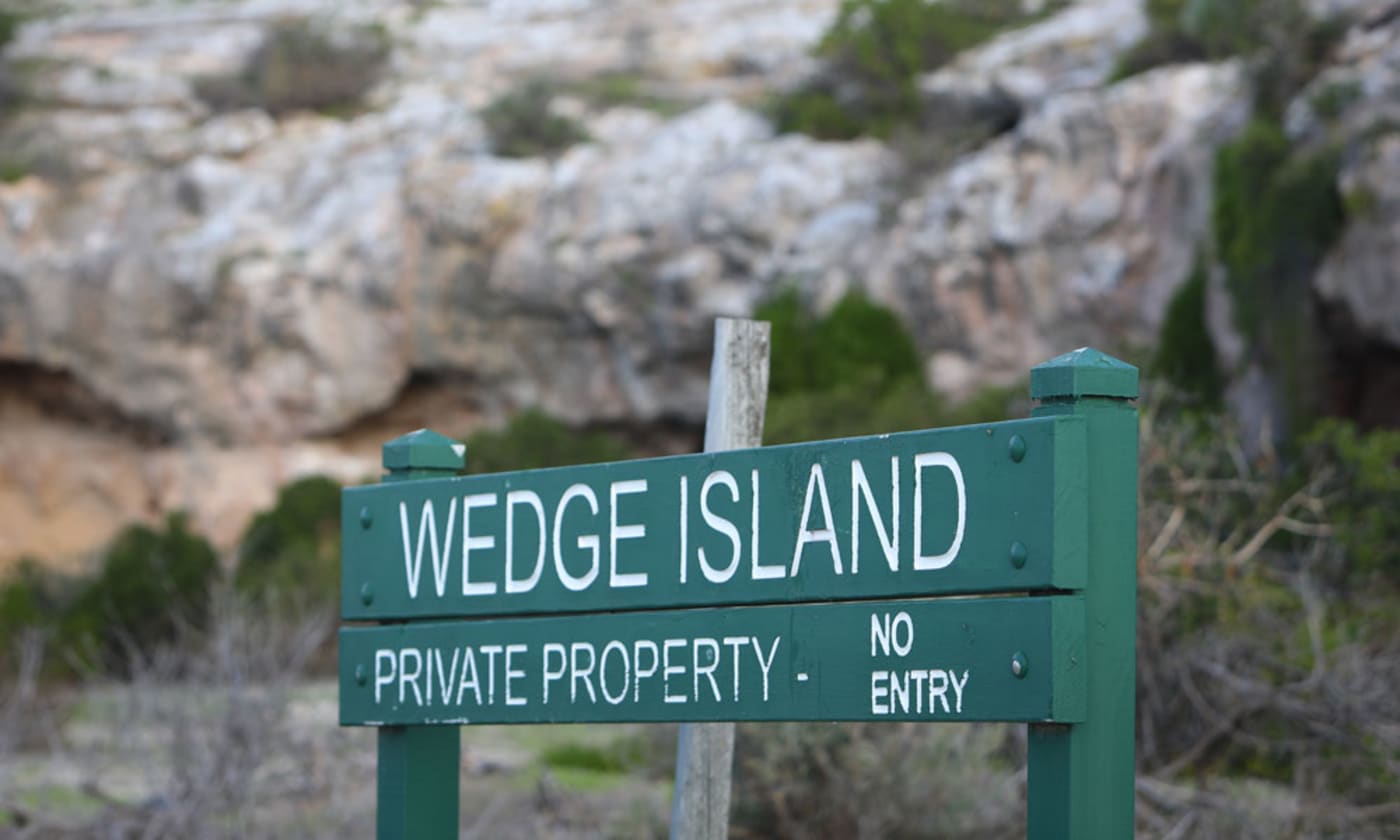 Signage on Wedge Island, South Australia