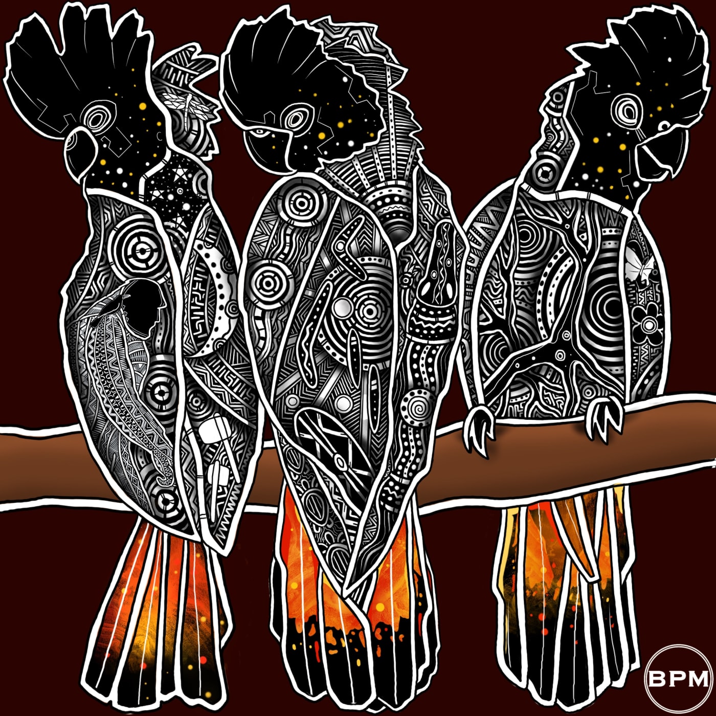 Indigenous Glossy Black Cockatoo Art Square from Beau Pennefather-Motlop