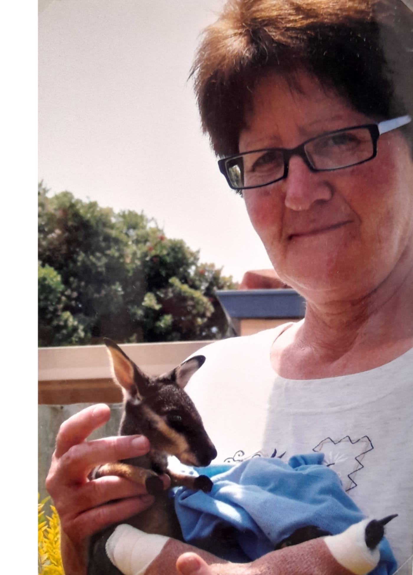 Cathy holding a joey