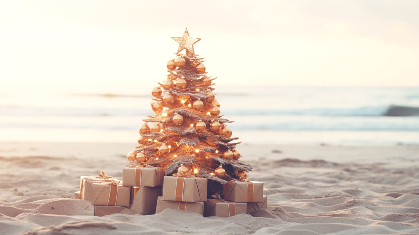 Christmas tree on beach