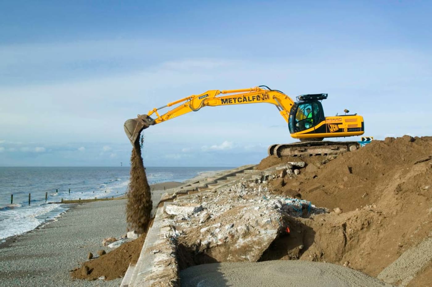 Collapsed road from coastal erosion in Cumbria, UK