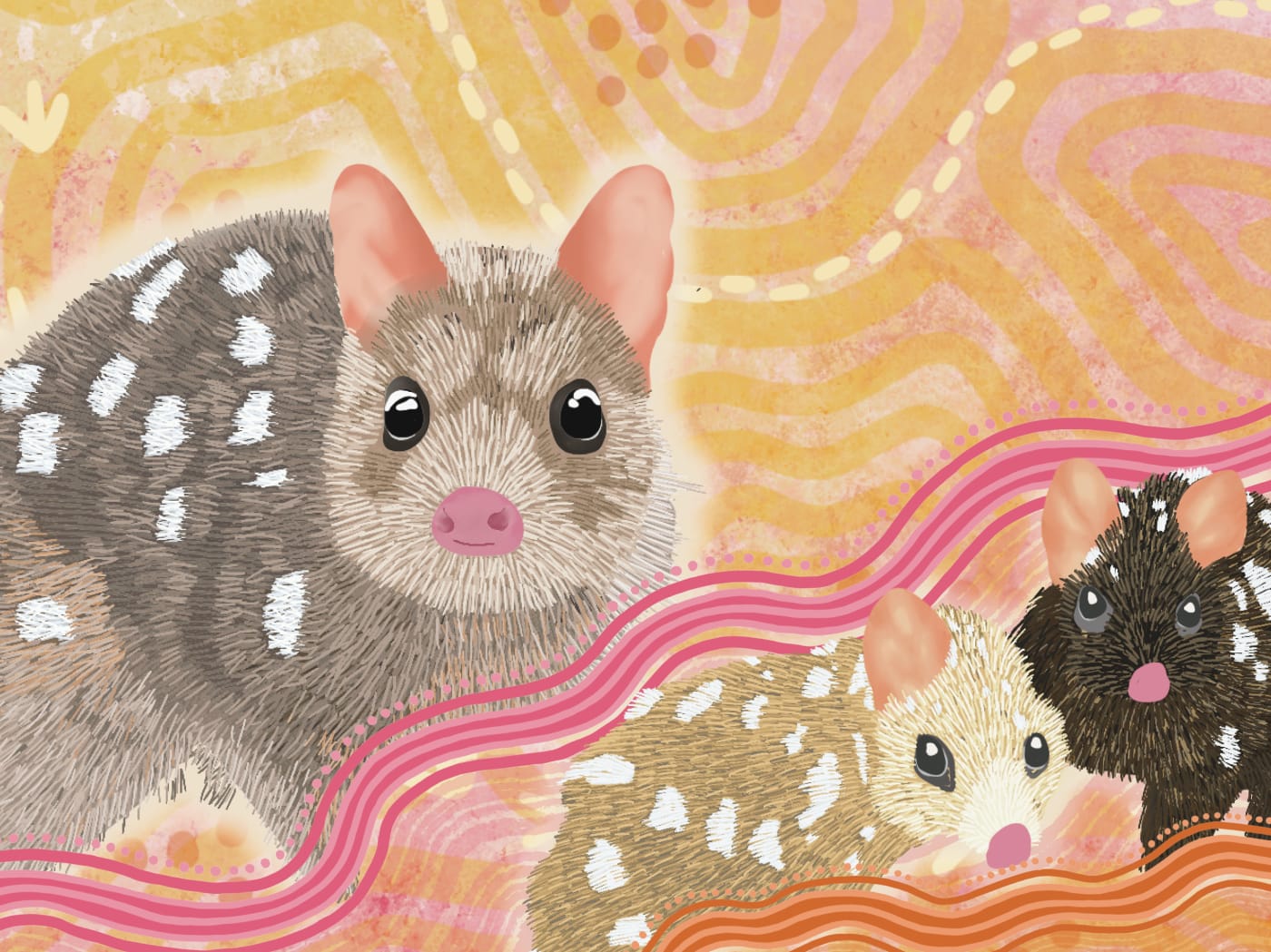 Indigenous Eastern Quoll art from Wiradjuri and Gundungurra artist Sarah Levett - iPad version