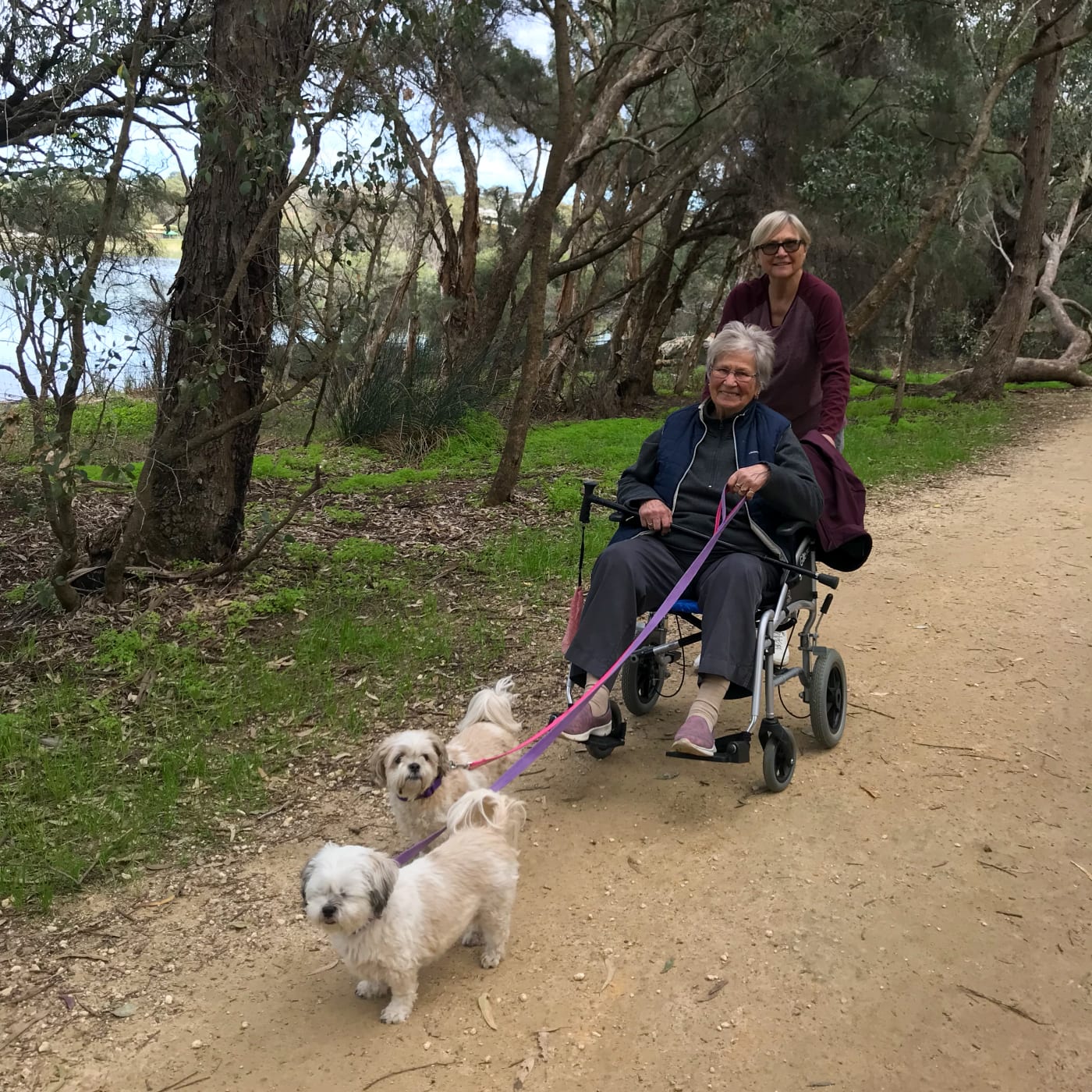My mother, Dr Robin Barrington and Nana Jean Margaret Latham on a bushwalk in Lake Gwelup Nature Reserve, WA. (Supplied)