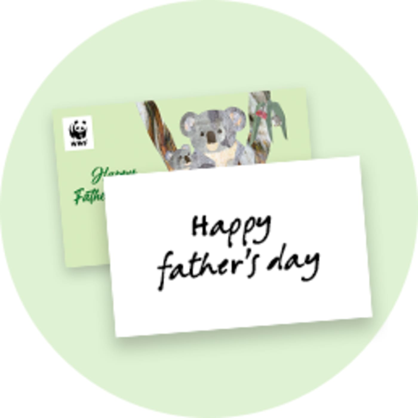 Illustration of a Wildcard design featuring a koala and text 'Happy Father's Day'