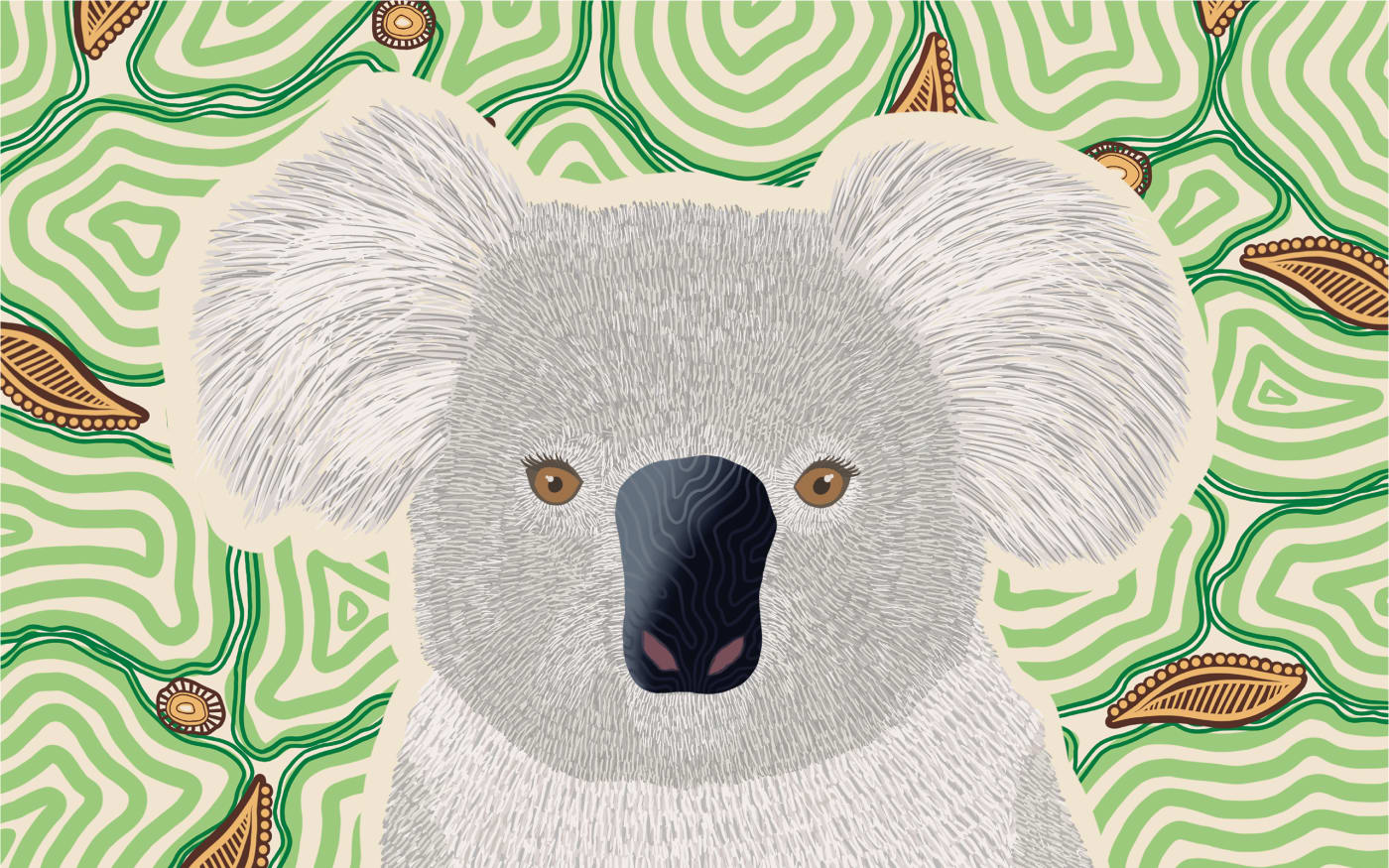 Indigenous koala art from Wiradjuri and Gundungurra Yinaa artist Sarah Levett.