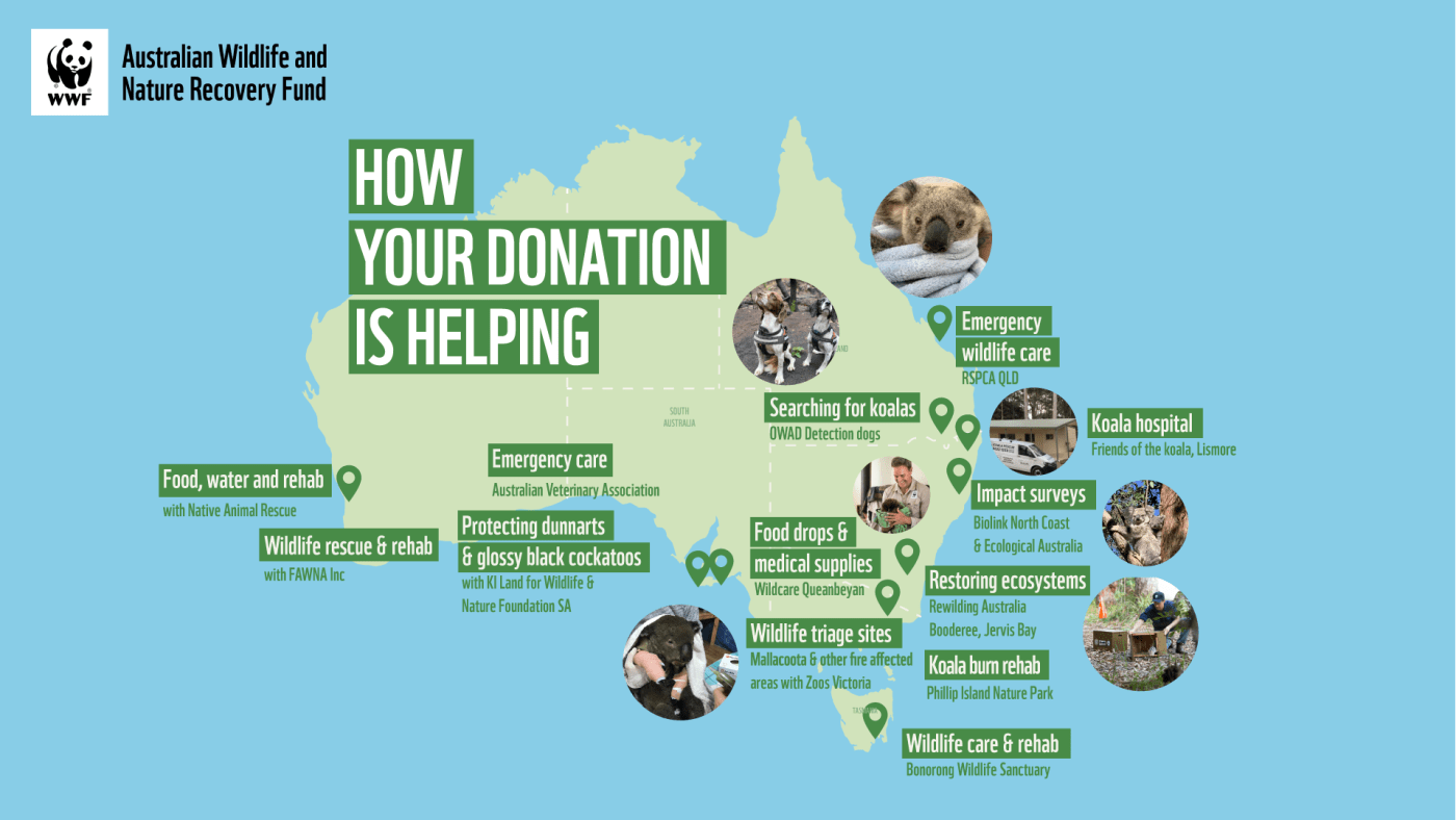 How your donation is helping, map bushfires 2020