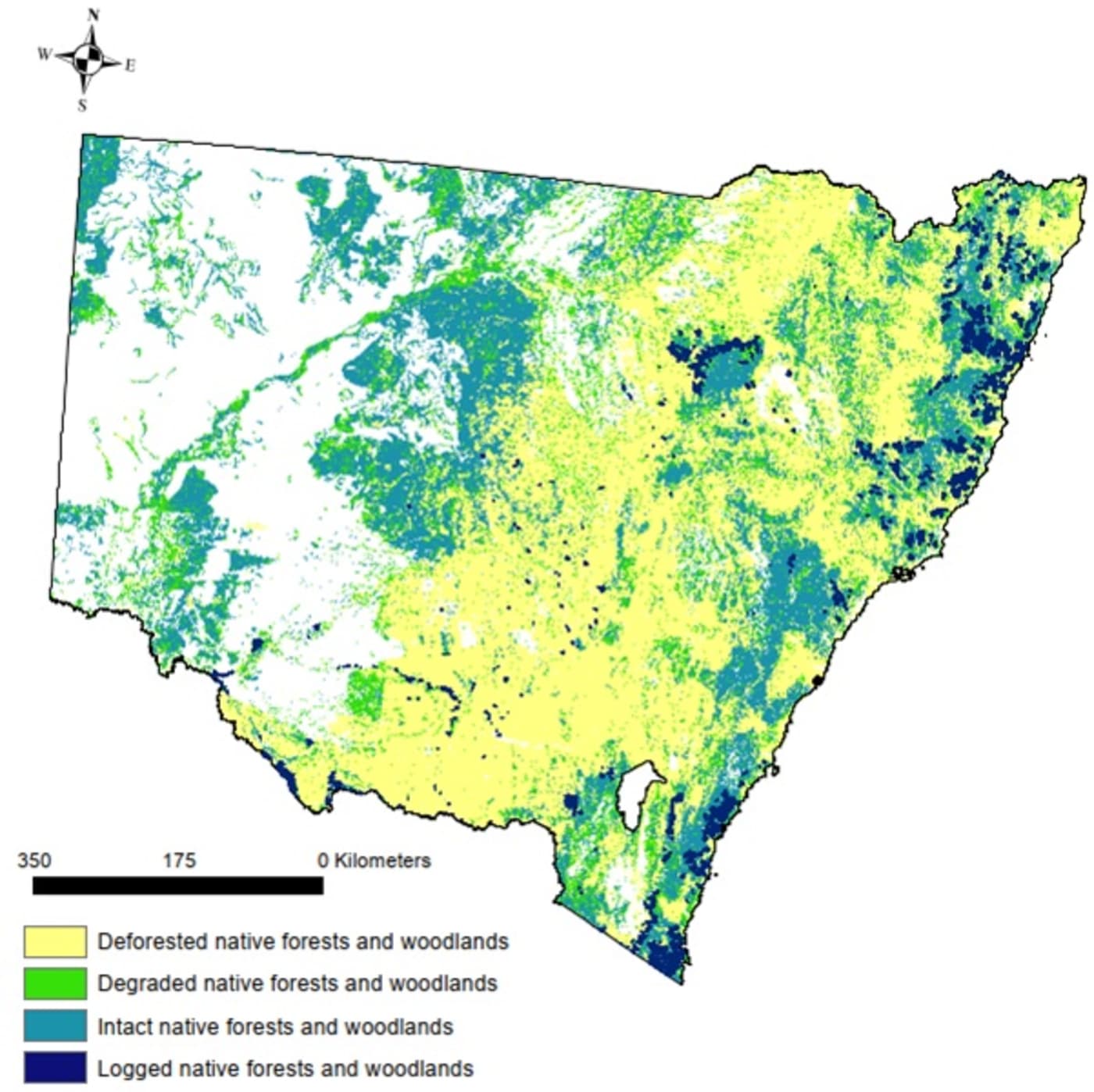 Map of deforested areas of NSW