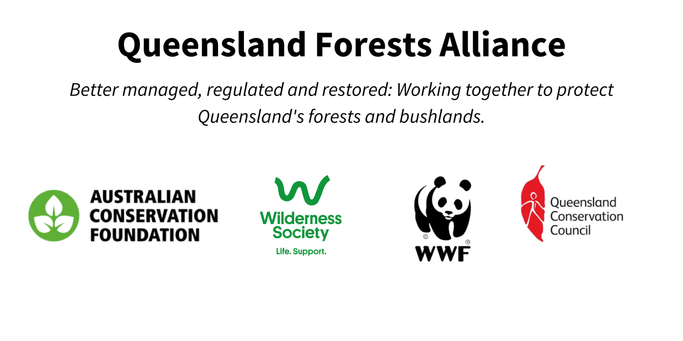 Queensland Forests Alliance logo - working together to protect Queensland's forests and bushlands