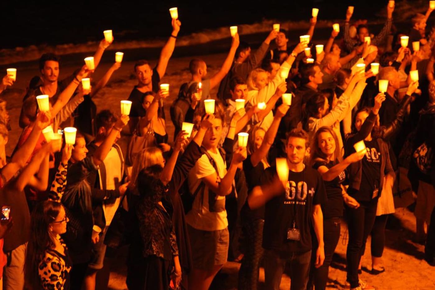 People gather for Earth Hour Night in Manly= 2014