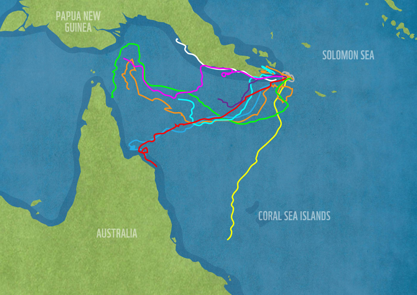 Hawksbill Highway from Papua New Guinea through the Coral Sea to the Great Barrier Reef