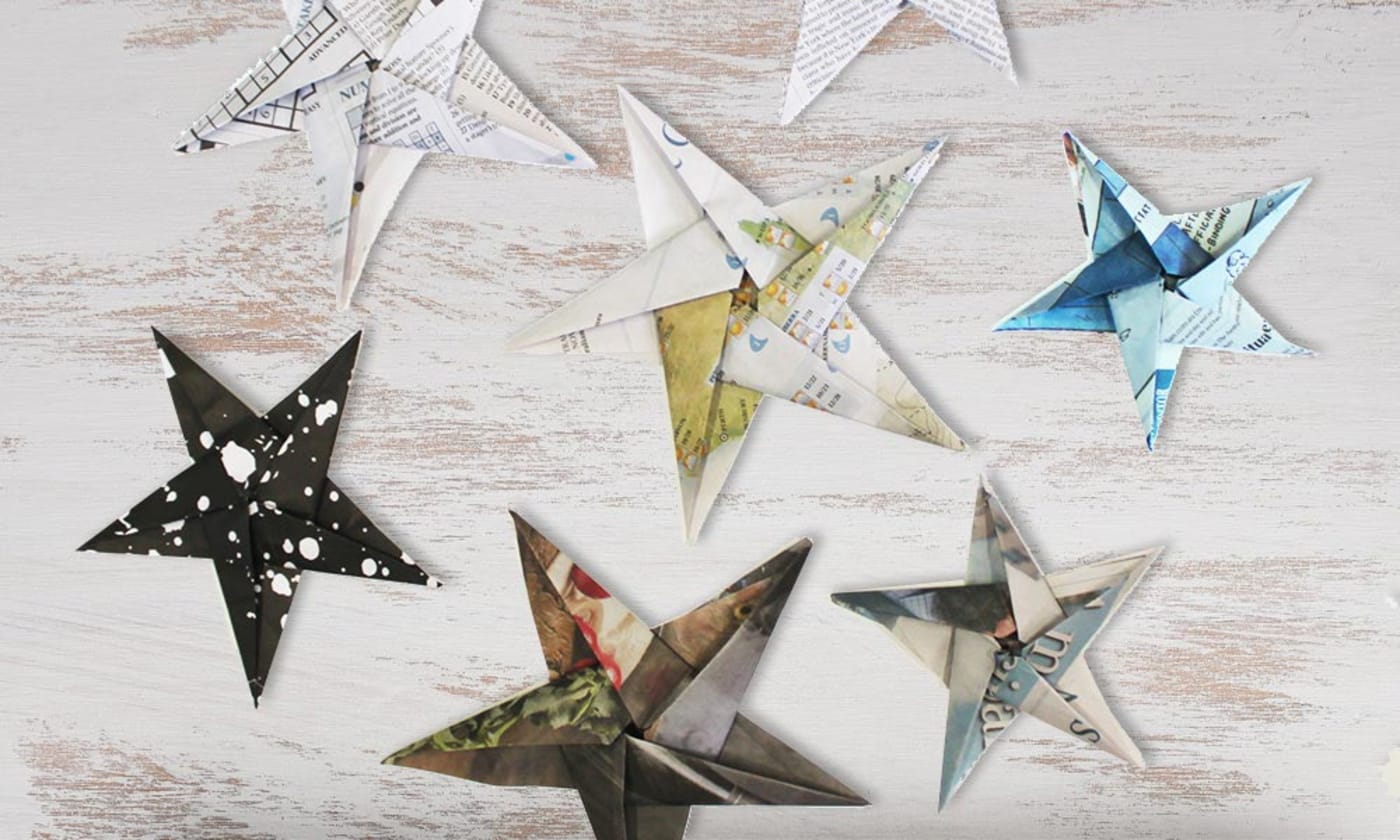 Origami stars for Christmas decorations