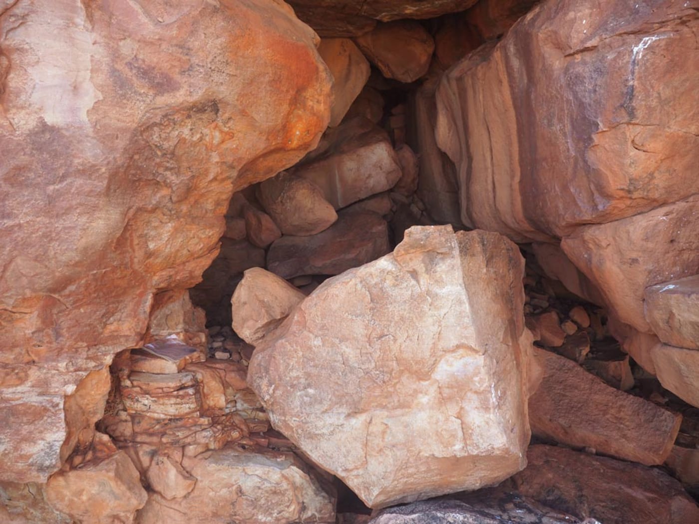 Rocky cave with rock-wallaby scats inside