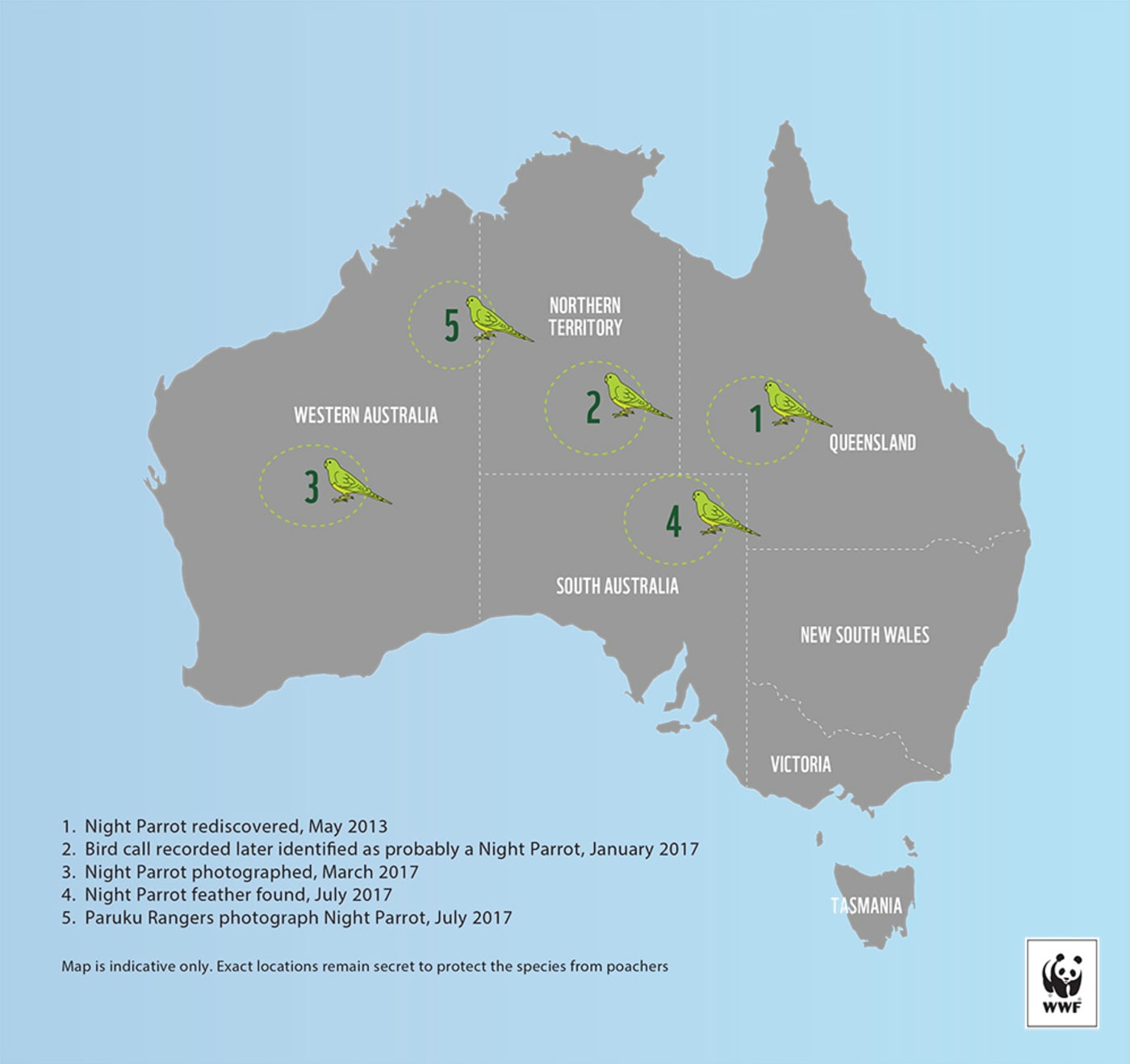 Night parrot discovery map