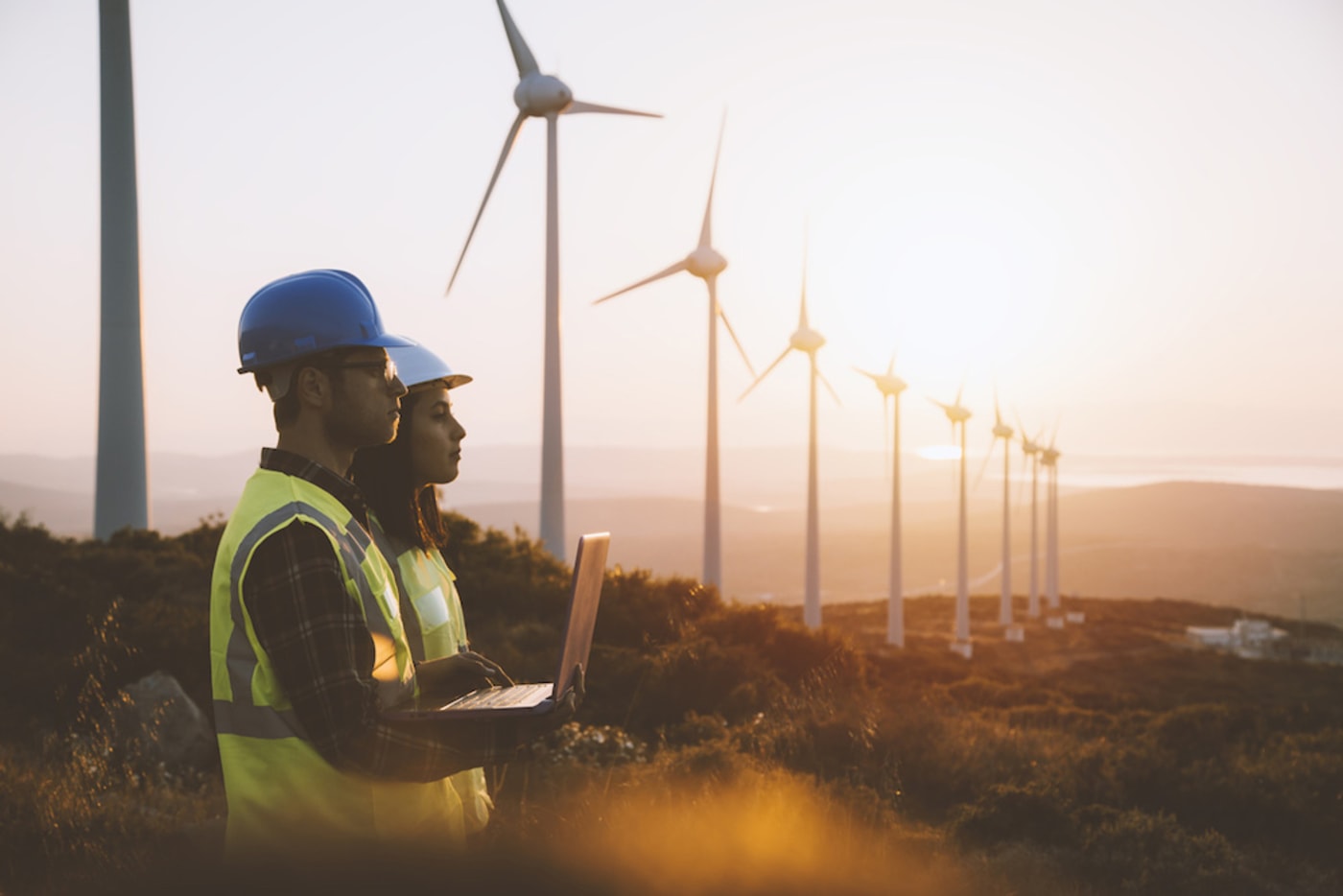 Renewable energy wind workers