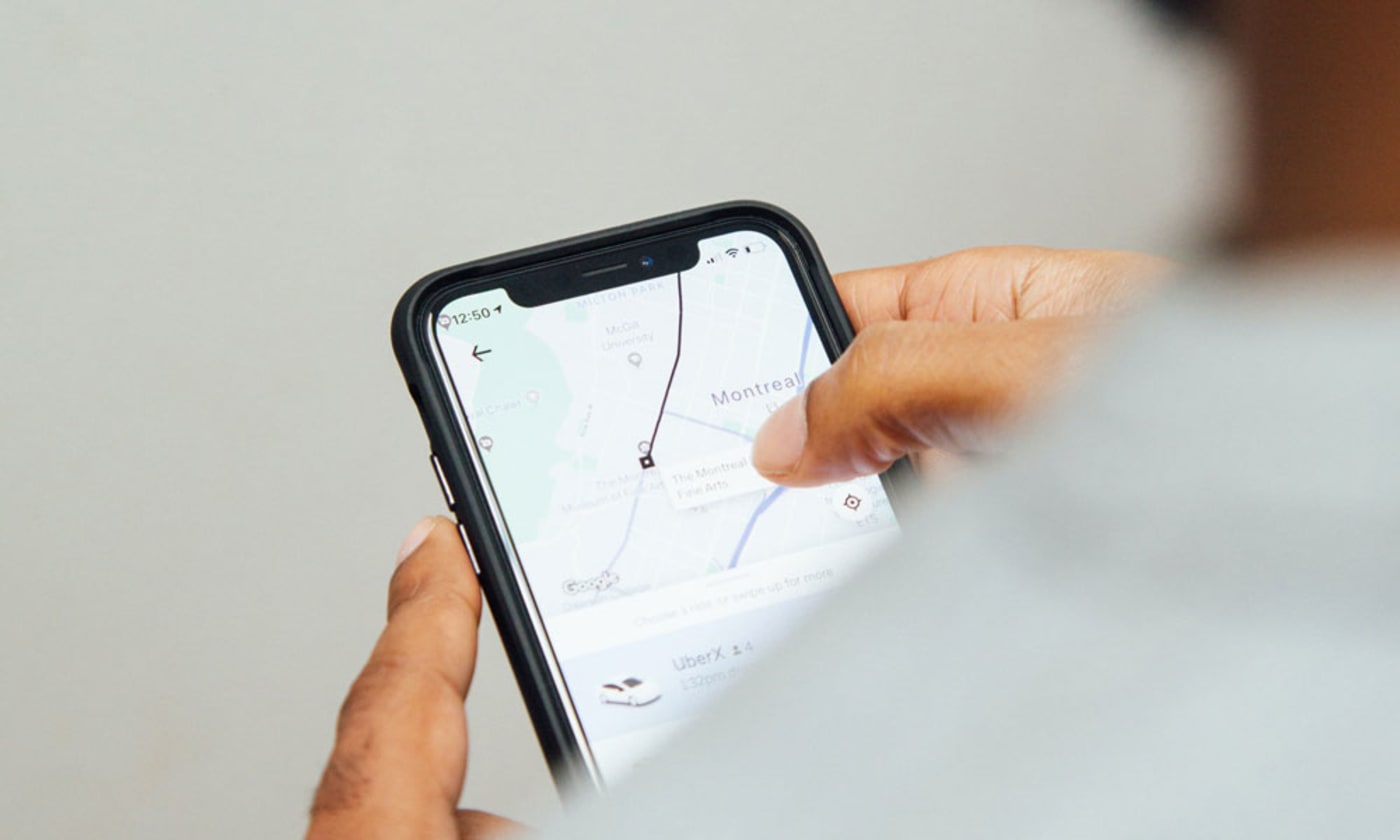 Ride share app on screen