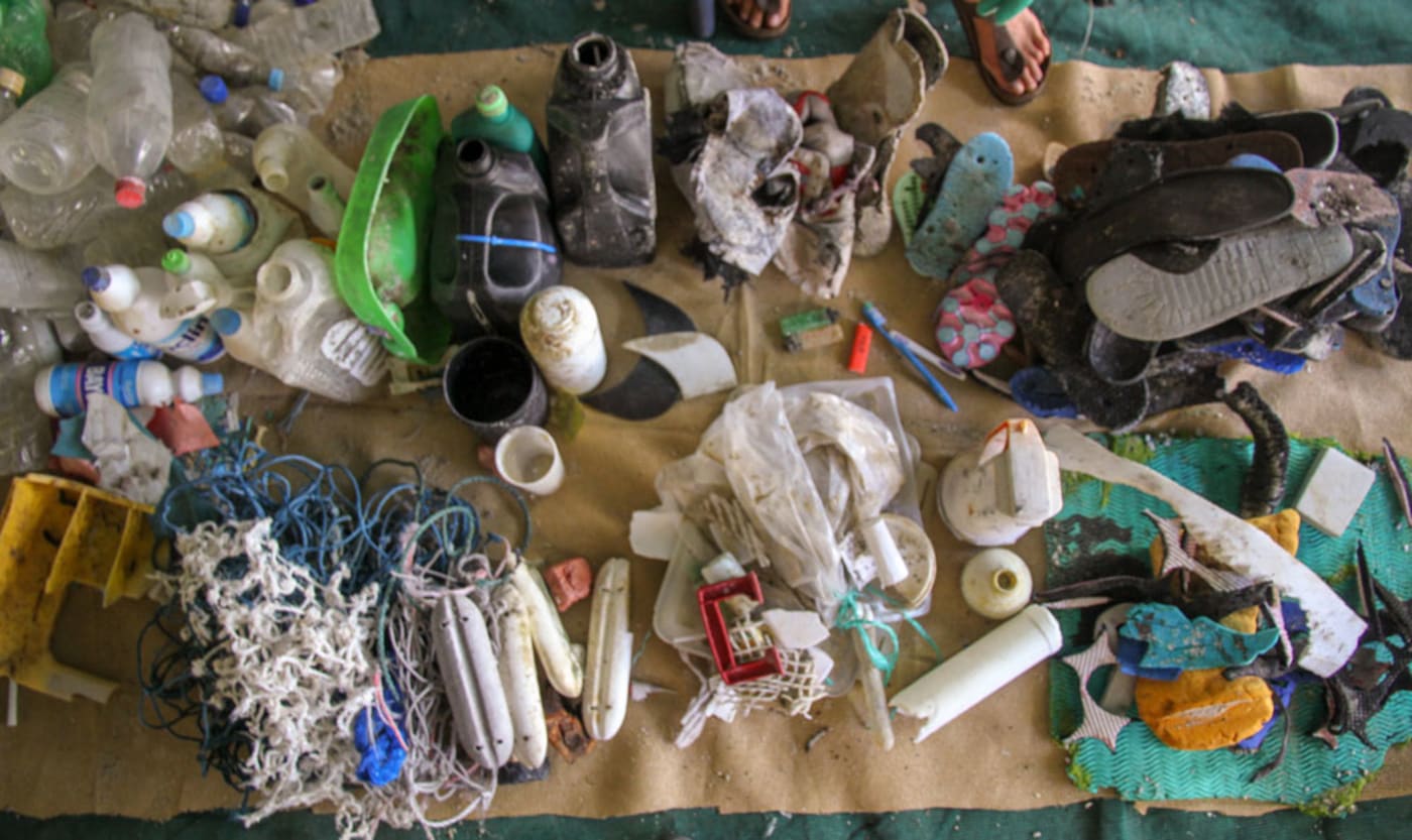 Rubbish from the clean up is sorted and weighed -