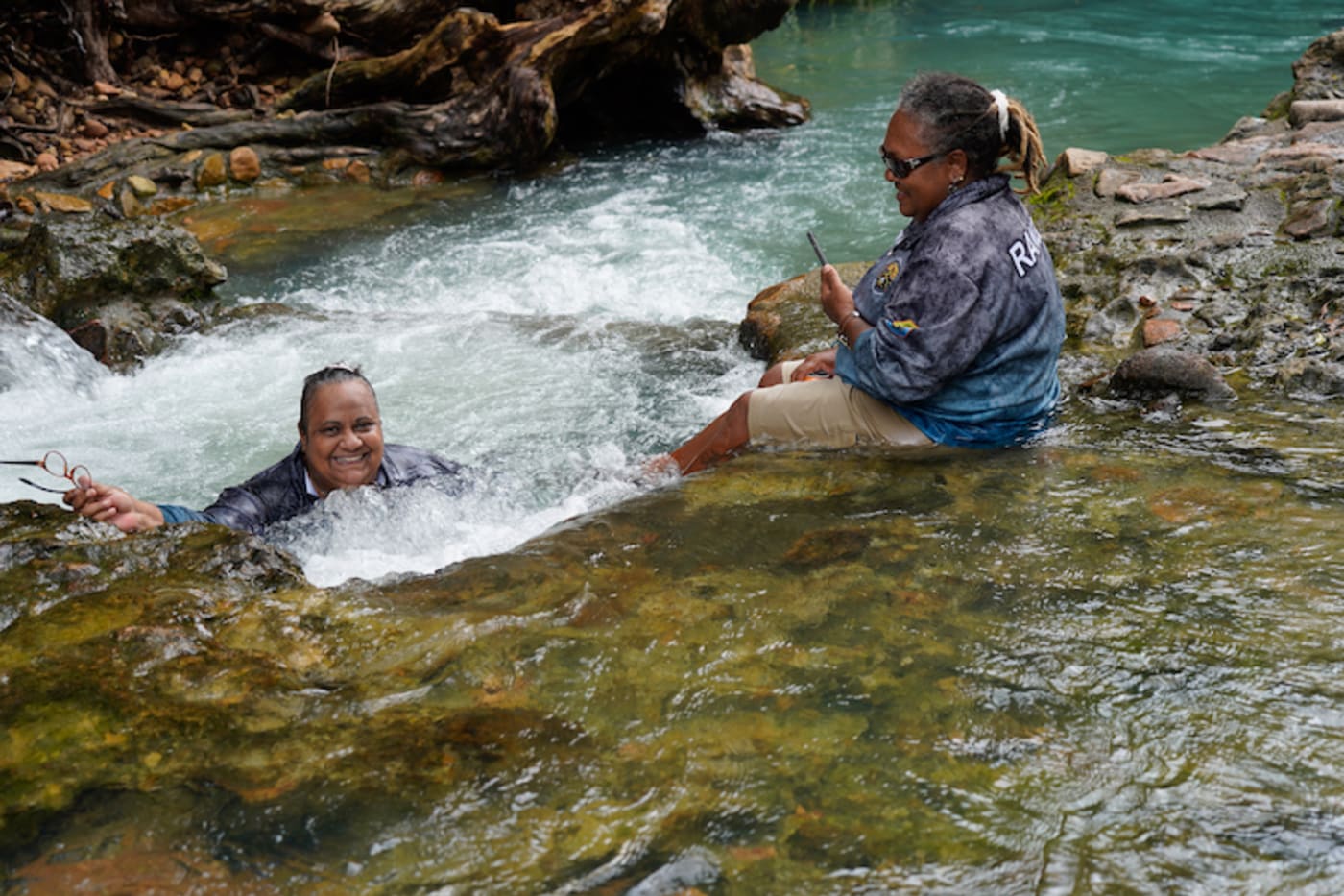 (Pictured L-R) Girringun Aboriginal Corporation’s Sonya Takau and Cindy-Lou Togo at Cardwell Spa Pool