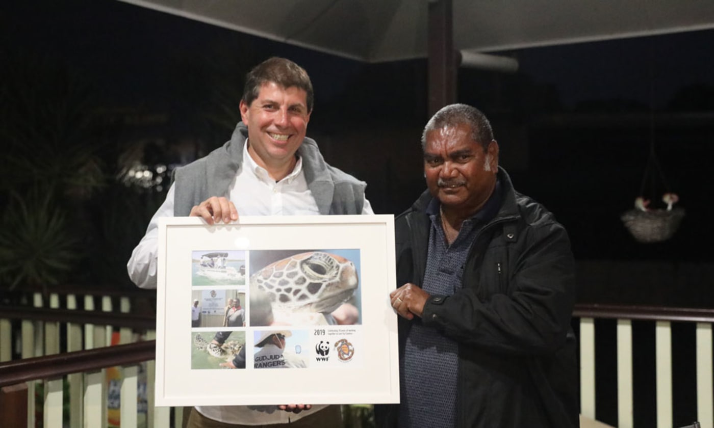 Martijn Wilder (WWF-Australia President) & Eddie Smallwood (Elder/Chairperson of Gudjuda Reference Group)