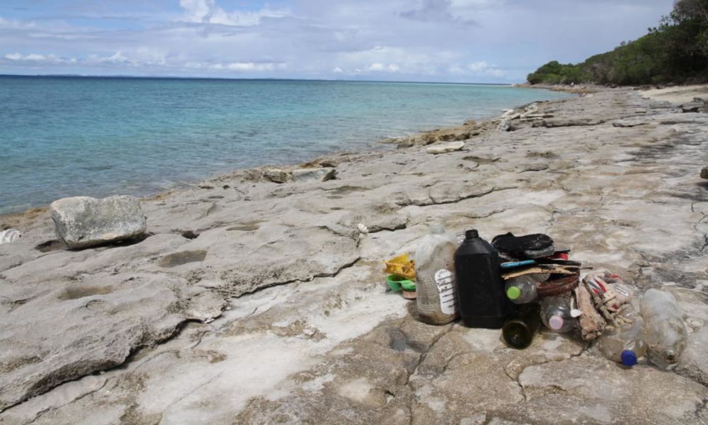 Plastic debris from a clean up on Milman Island