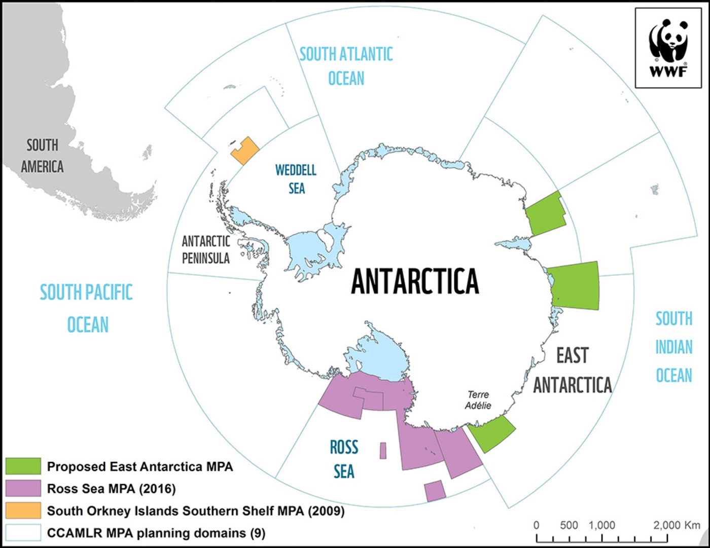Map of existing and proposed Marine Protected Areas in the Southern Ocean