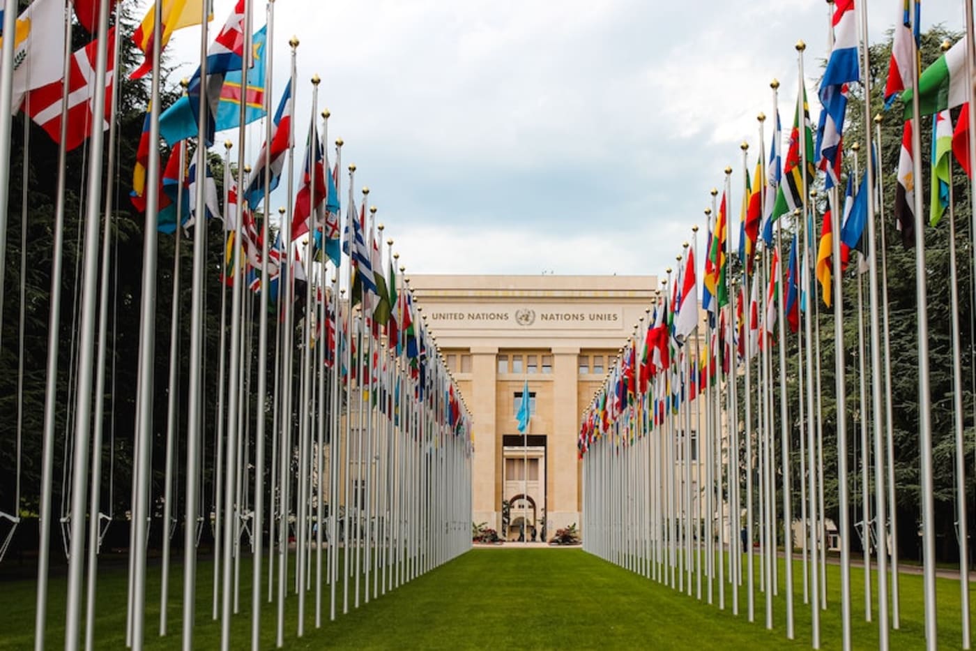 Flags outside the United Nations