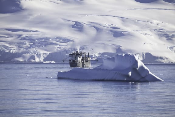 Vessel fishing krill in Antarctica