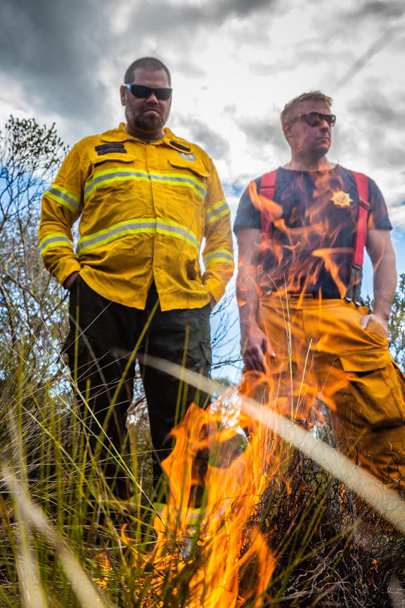 Dhilba Guuranda-Innes National Park Ranger and Narungga, Nukunu man Dion Bromley with Nukunu man Travis Thomas.