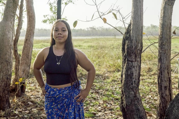 NT Youth Round Table member and young Arrernte leader Armani Francois at the 2023 Strong Women for Healthy Country Forum.