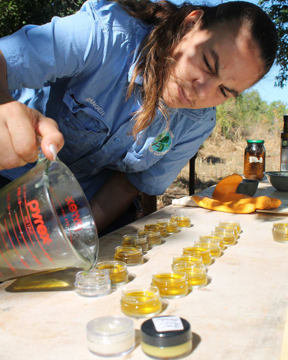 Bardi Jawi Oorany Ranger Jonelle Ketchell learning how to make ointments